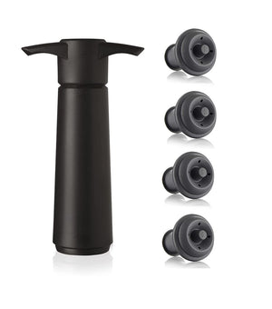 Bar Visor - Vacuum Wine Stopper Set with 1x Pump and 4x Stoppers - Black Default Title