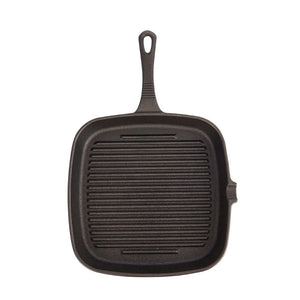 Melika Brands - Heavy-duty Cast Iron Square Griddle BBQ Frying Pan 26cm - Black Default Title
