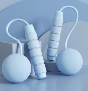 VolaFit - Heavier Weighted Tangle Free Cordless Skipping Jump Rope for Exercise Blue