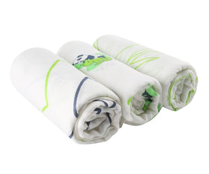 Toto Bubs - Bamboo Muslin Swaddle Blankets - 3 Piece Set Green Colour