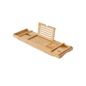 Pract Pack - Bamboo Bath Tray, Bath Caddy with Book and Phone Holder