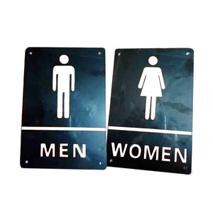 Nerdy Admin - Bathroom Restroom Toilet Signs Set Men and Women - 14x20cm