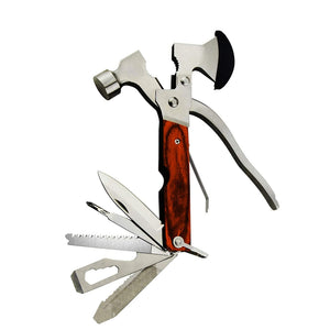 15 in-1 Multitool Portable Camping Survival Hammer Kit 25cm - Brown