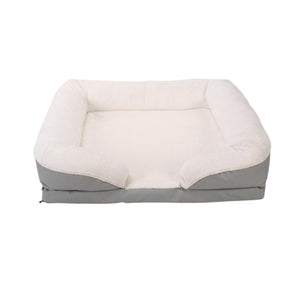 WigWagga - Calming Dog Bed, Machine Washable with Removable Cover & Firm Pillow 98cm- Grey