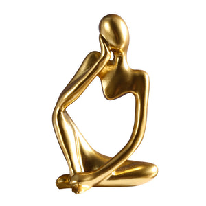 Volamor-Resin Thinker Style Sculpture  Abstract Statue 12.5cm- Gold