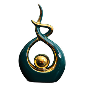 Volamor- Modern Morning Mood Abstract Art Ceramic Statue Ornament Figurine- Green