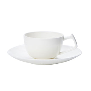 Pruchef – Large Coffee Cup and Saucer - Porcelain Cappuccino Cup - White