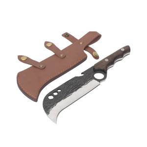 Pruchef- 16cm High Carbon Stainless Steel Hand-Forged Chef's Boning Knife with Leather Sheath - Brown