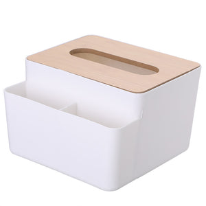 Pract Pack - Tissue Paper Box with Wooden Cover Storage Organizer - 16cm