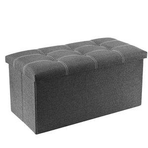 Pract Pack - Grey Storage Ottoman Stool for Organizing - Large Size
