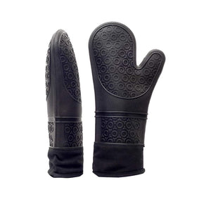 Pruchef - Heat Resistant Silicone Oven Mitts Gloves - Black