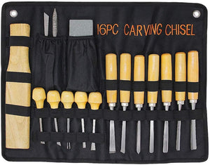 SuaTools - Professional High Carbon Steel Wood Carving Chisel Set 16 Pieces