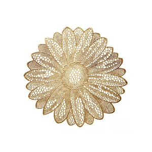 10 Pieces Vinyl Metallic Gold Floral Placemat 38cm- Gold