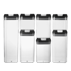 Black Airtight Kitchen Food Cereal Pantry Storage Containers 7 Pieces Set