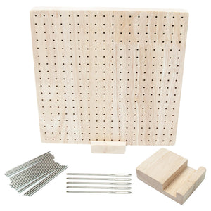 Volamor - 324 Holes Wooden Crochet Blocking Board with Pins & Stand - Natural Color