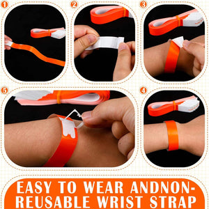 Nerdy Admin - 500 Pcs Waterproof Adhesive Paper Wristbands for Events – Orange