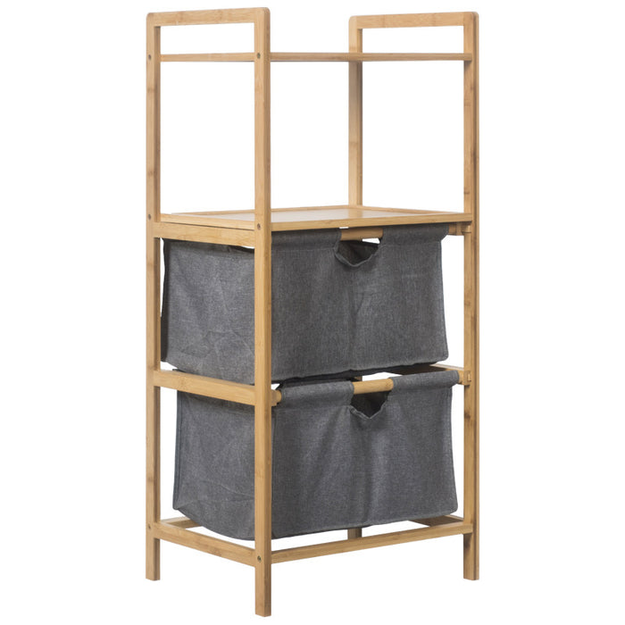 Prack Pack - 4-Tier Bamboo Bathroom Shelve with Cloth Storage Drawer - 96 cm