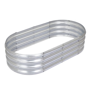 Herqona - Galvanized Iron Raised Garden Bed Planter Box for Outdoor Use - Silver