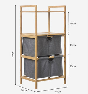 Prack Pack - 4-Tier Bamboo Bathroom Shelve with Cloth Storage Drawer - 96 cm