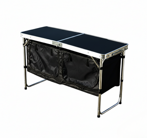 Pract Pack - Double Folding Camping Cupboard Table with Storage - Black