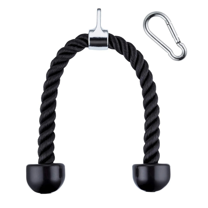 Herqona - 70cm Heavy Duty Nylon Tricep Rope with Carbon Steel Attachment - Black