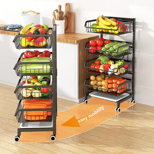 Pruchef - 4 Layer Carbon Steel Kitchen Organizer Rack for Fruit & Vegetable - Black