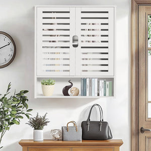 Pract Pack  - 38cm Bamboo Wall Mount Bathroom Cabinet with Adjustable Shelves - White