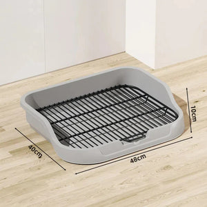 WigWagga - Large Dog Potty Tray Indoor Pet Toilet Tray With Iron Net 48cm - Grey