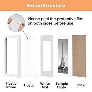Volamor - 5 Pcs PVC Photo Frames with Plexiglass & Removable Mats for Wall Decor