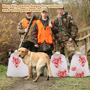 Herqona - 5 Pack Reusable Hunting Meat Game Bags with Reflective Tags - White