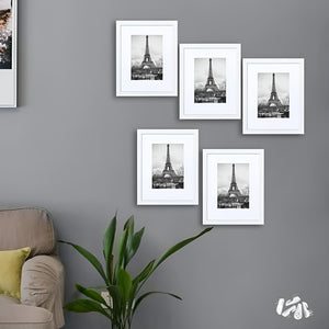 Volamor - 5 Pcs PVC Photo Frames with Plexiglass & Removable Mats for Wall Decor