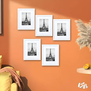 Volamor - 5 Pcs PVC Photo Frames with Plexiglass & Removable Mats for Wall Decor
