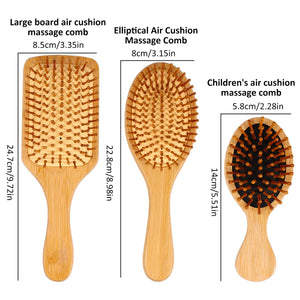 Volamor - 6 Pcs Bamboo Hair Brush and Comb Set for All Hair Types - Natural