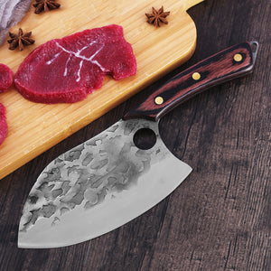 Pruchef - 7" Hammered Peach Shaped Kitchen Knife - Large pattern