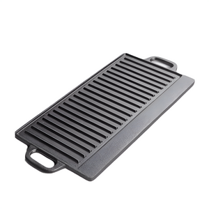 Pruchef - Cast Iron Reversible Griddle Pan 23.5cm x 44cm - Black