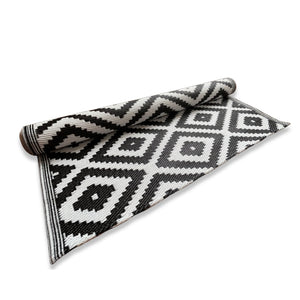 Herqona - Diamond Plastic Rug - 200 cm - Black and White