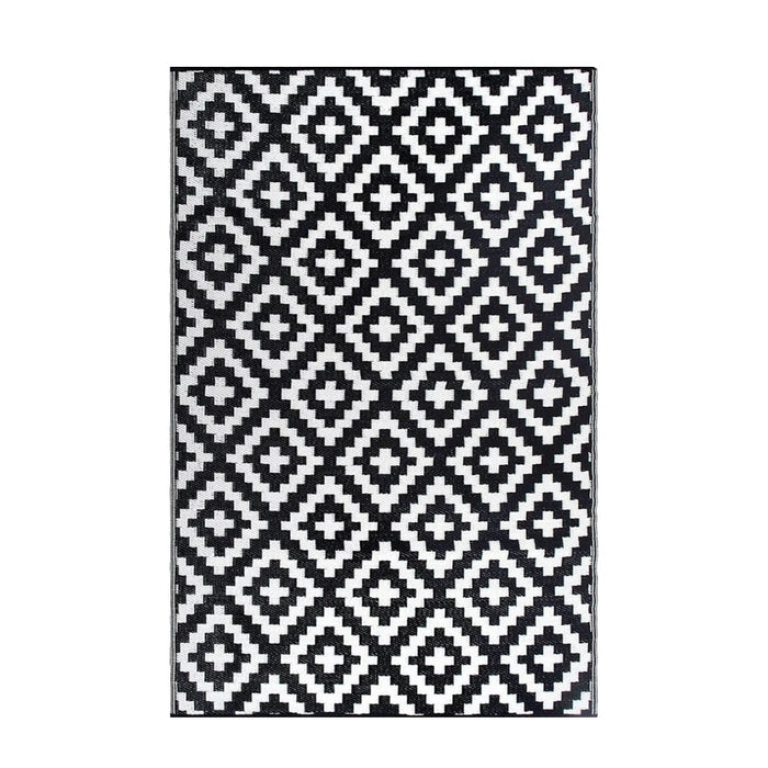 Herqona - Diamond Plastic Rug - 200 cm - Black and White