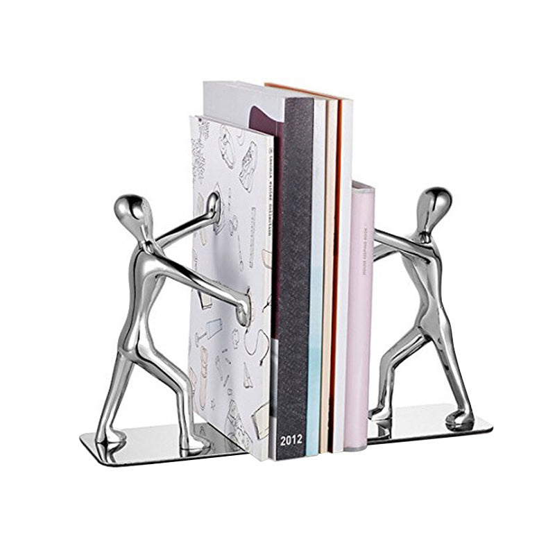 Man Bookend Volamor - 1 Pair Stainless Steel Non-Skid Man Bookends - Silver ...
