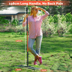 Herqona - Carbon Steel Long Handle Lawn Leveling Rake 198cm - Black