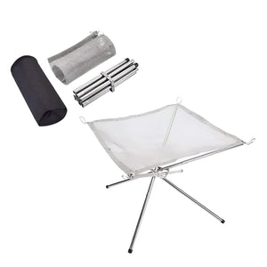 Herqona - 43cm Portable Stainless Steel Fire Pit for Camping and Outdoor Use - Silver