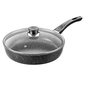 Pruchef - Fry Pan, Non Stick Fry Pan with Glass Lid 26cm - Black