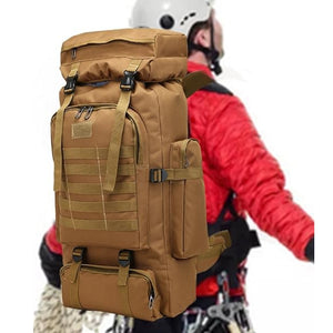 Pract Pack - 75L Large Oxford Military Hunting Hiking Backpack - Khaki Color