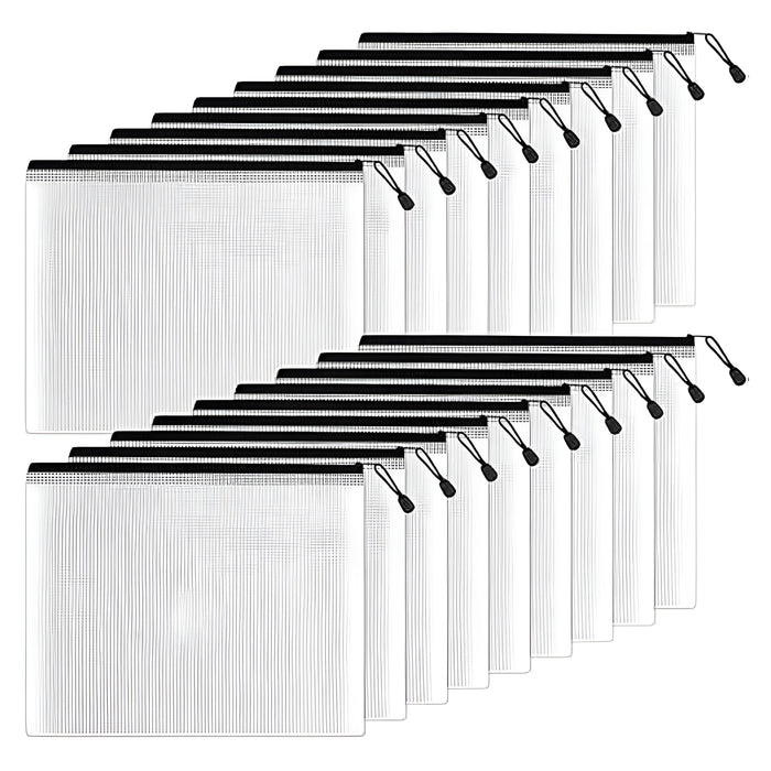 Nerdy Admin - 43x29.5cm PVC Zipper Document Folders for School & Office Supplies - Black