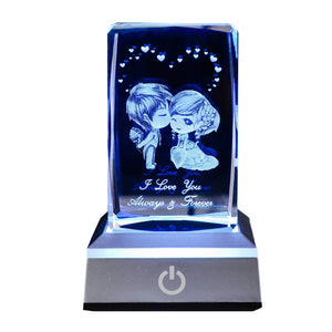 Volamor - 3D Crystal 6 Colors LED Night Lamp Romantic Gift - White