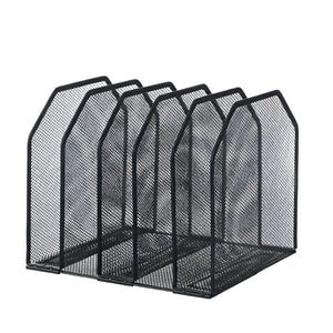 NERDY ADMIN - 20.2 cm Desktop Metal File Organizer with 5 Compartments - Black