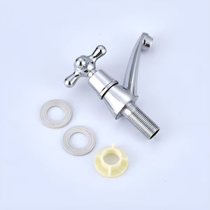 Herqona - 2 Pcs Zinc Alloy Wash Basin Bathroom Tap with ABS Filter - Silver