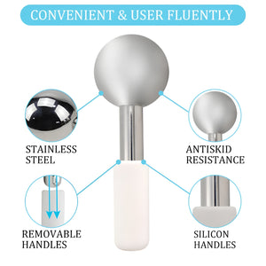Volamor - 13.8cm Stainless Steel Luxury Face Ice Roller & Massage Tool - Silver