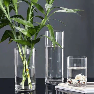 Volamor - 4 Pcs Acrylic Clear Cylinder Flower Vase Set for Plants - Transparent