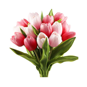 Volamor - 15pcs Real Touch Artificial Tulip Bouqet - Pink