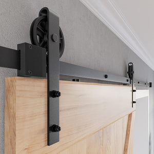 SuaTools - 150cm Carbon Steel Single Barn Door Sliding Track Kit - Black